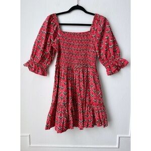 Mon Coco Smocked Floral Mini Dress Puff Sleeve